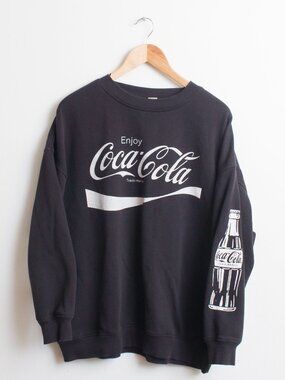 H&M Divided Coca-Cola Oversized Sweatshirt Womens Large Black Boxy Pullover